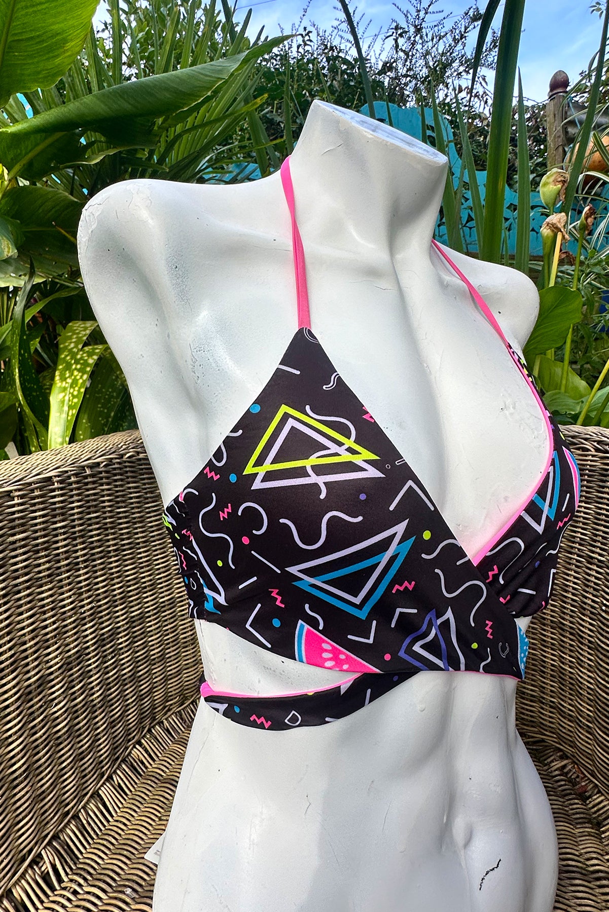 Reversible 'BAP WRAP' Bikini Top in Disco Melons print - Small