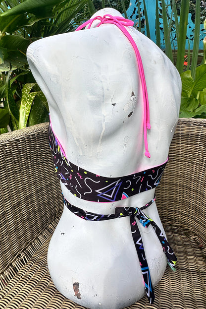 Reversible 'BAP WRAP' Bikini Top in Disco Melons print - Small