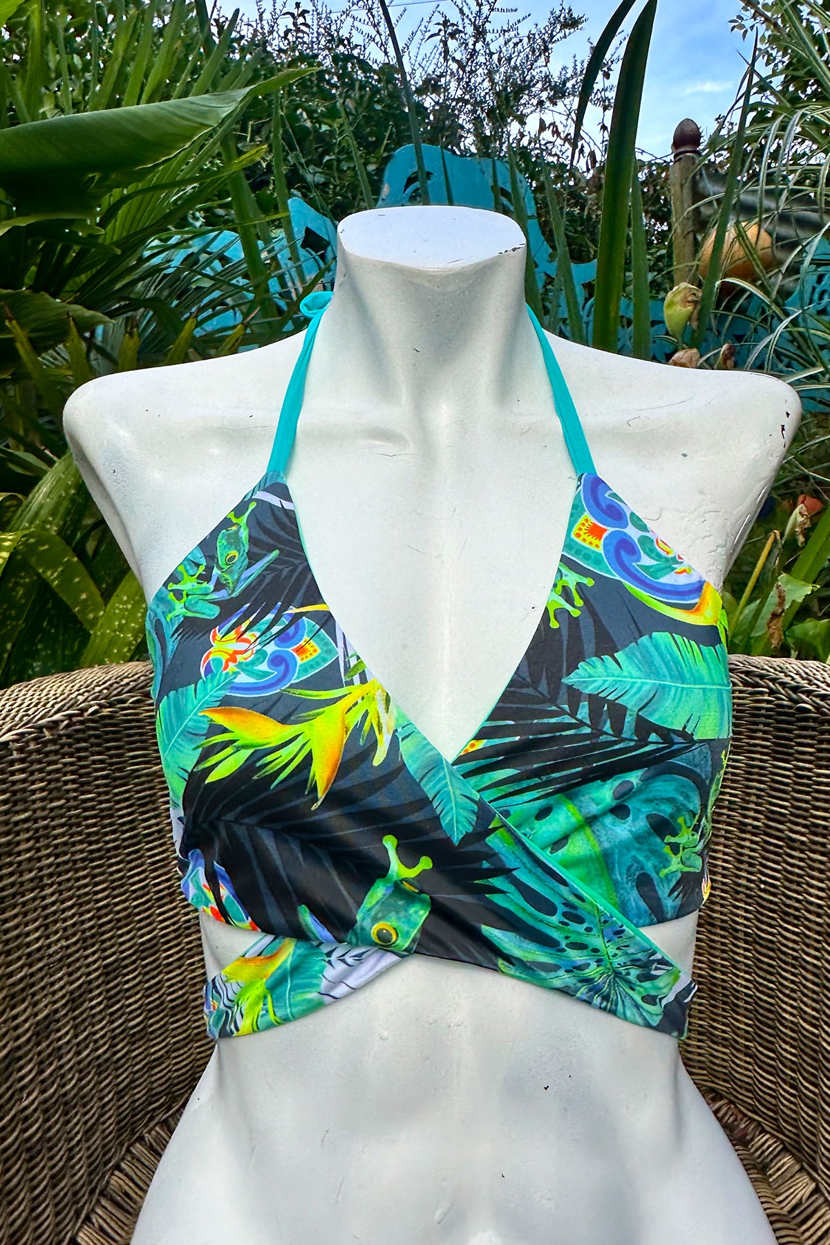 Reversible 'BAP WRAP' Bikini Top in NEW tropical Pura Vida print - Large