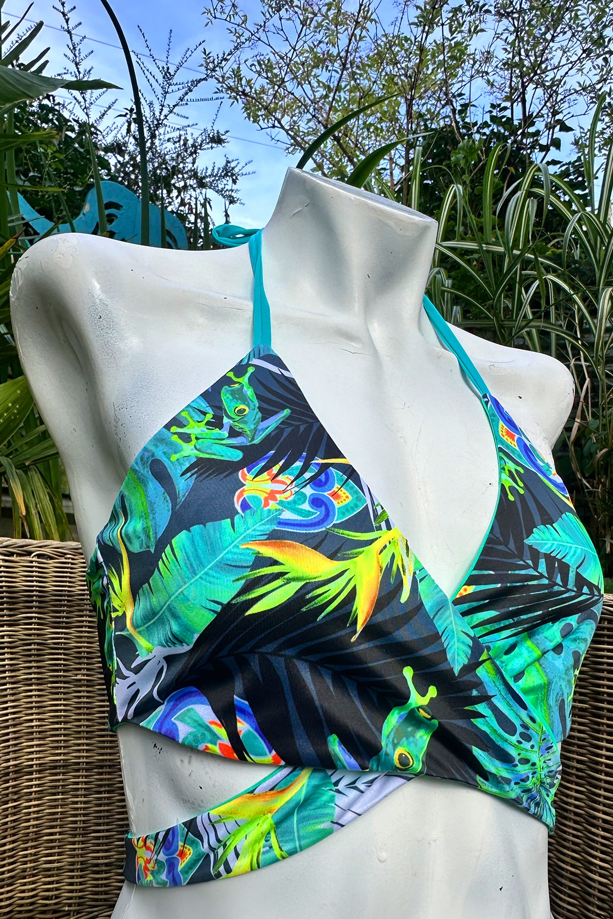 Reversible 'BAP WRAP' Bikini Top in NEW tropical Pura Vida print - Large