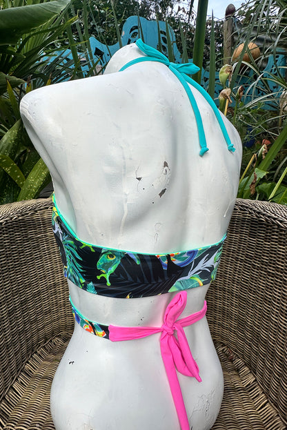 Reversible 'BAP WRAP' Bikini Top in NEW tropical Pura Vida print - Large