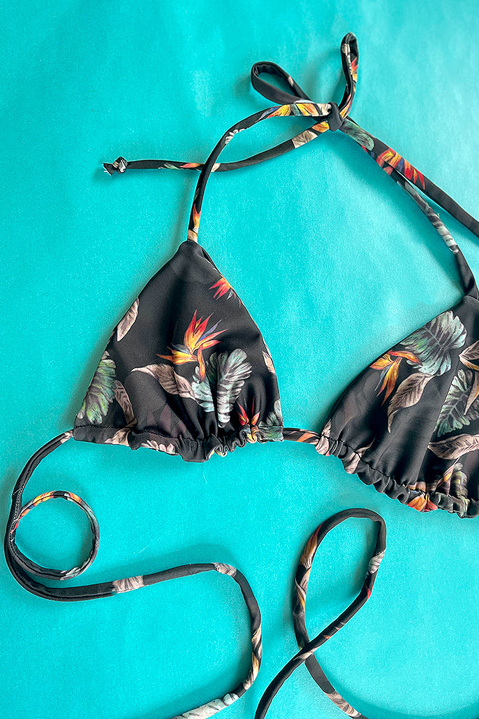 Euphoric Threads Eco Fashion for the Waves and Raves - sustainable reversible bikini bird of paradise