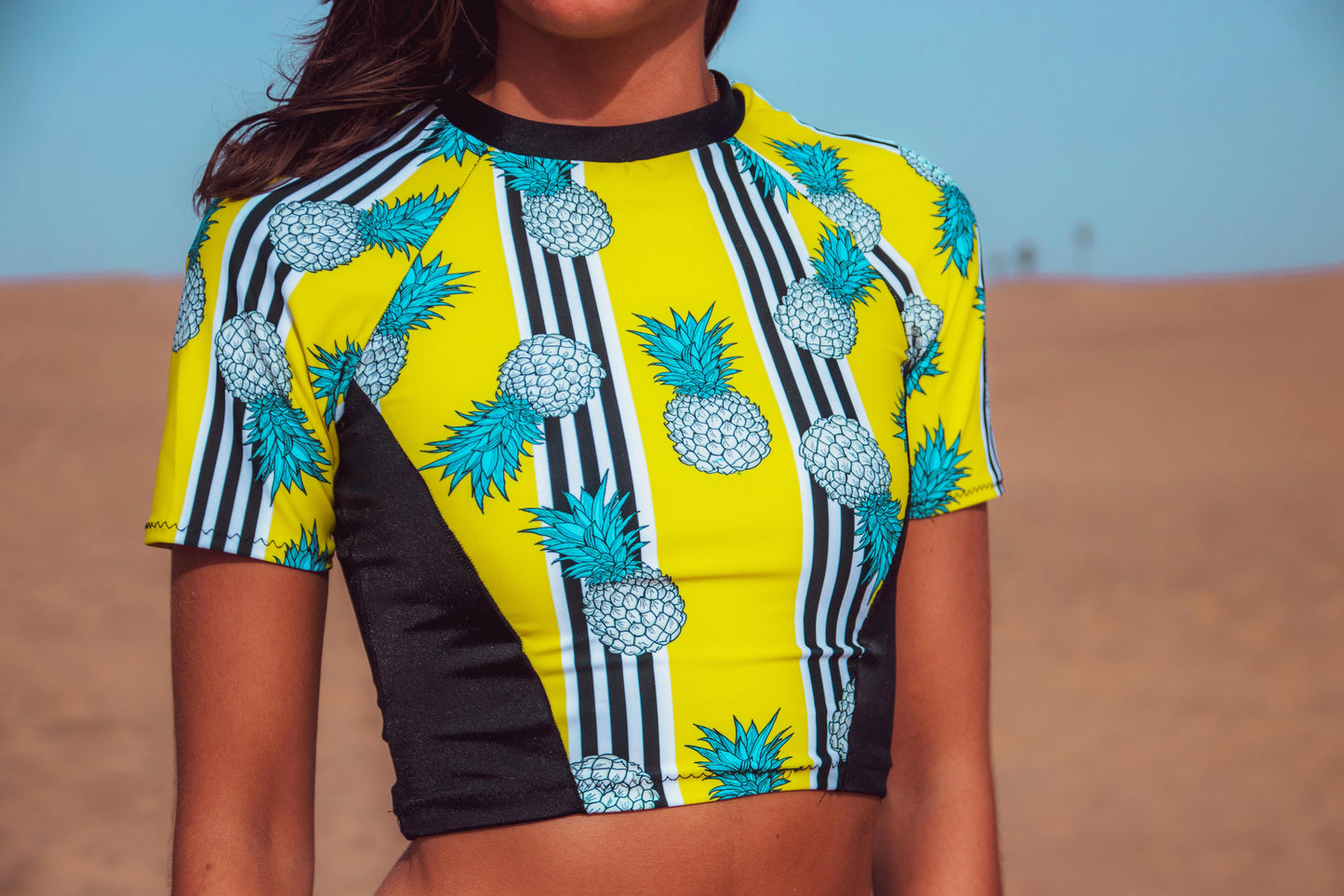 Club Tropicana Pineapple Print Cropped Rash Vest