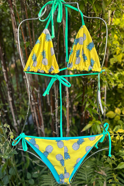 Limited Edition Reversible Pineapple Triangle Bikini Set  - M/L