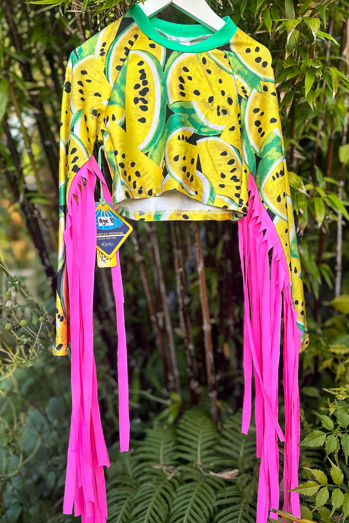 Limited Edition Fluro Festival Tassel Top in Yellow Watermelon - Kidswear Age 6 / 8 / 12