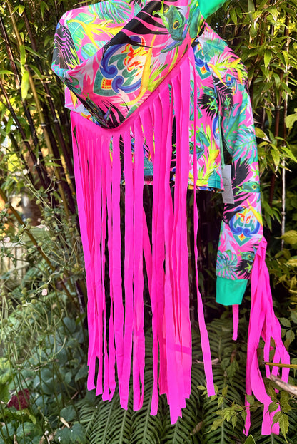 Limited Edition Fluro Festival Tassel Top in Pink Pura Vida - XXS Teen