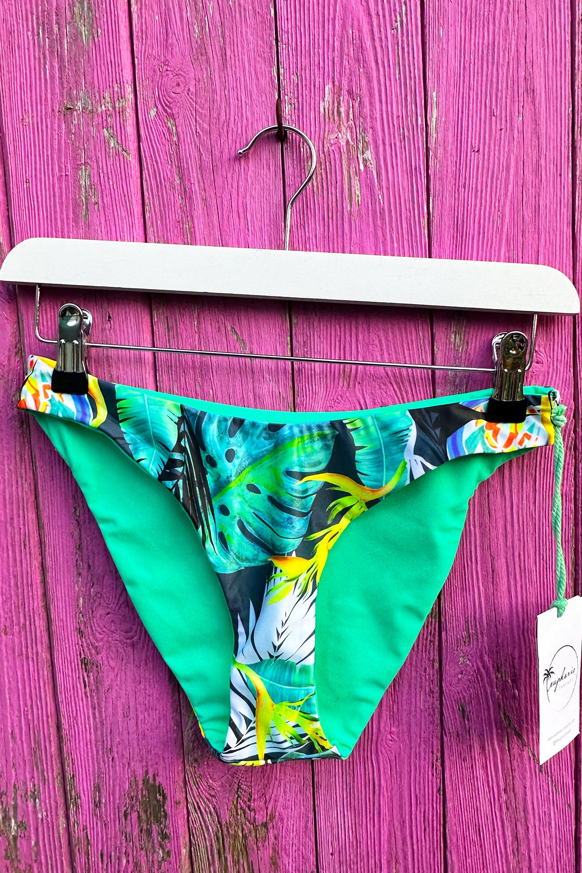 Hermosa Reversible Bikini Bottoms in Pura Vida tropical green