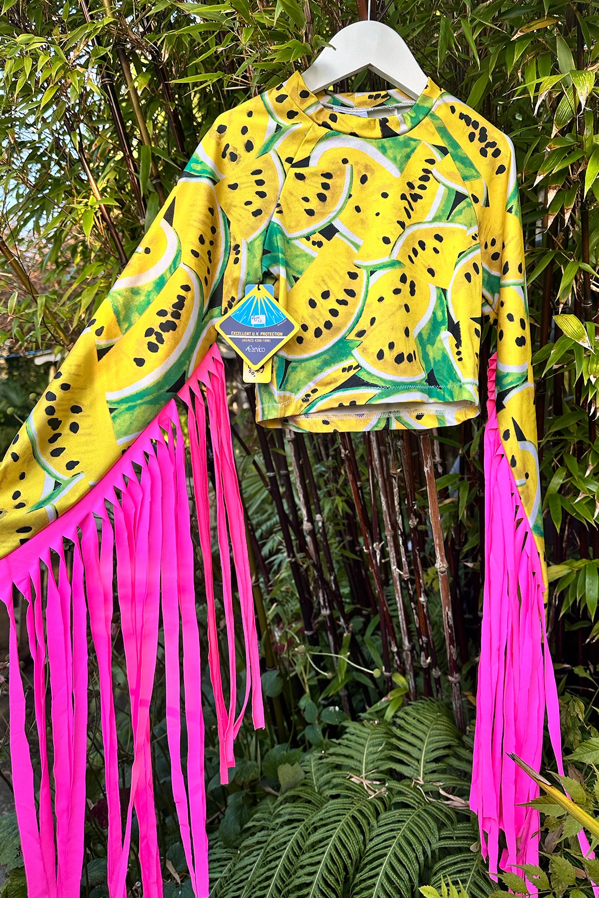 Limited Edition Fluro Festival Tassel Top in Yellow Watermelon - Kidswear Age 6 / 8 / 12