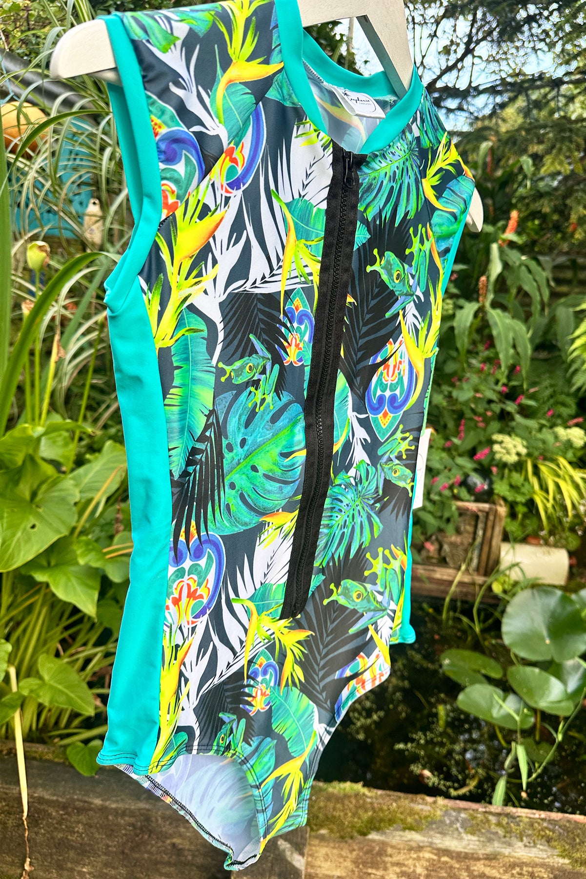 Limited Edition Pura Vida Sleeveless Surfsuit in Tropical Green & Blue - UK 10