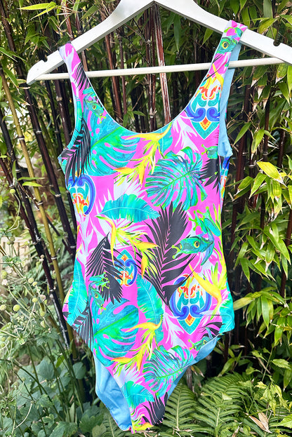 Reversible Tropical Swimsuit in Pura Vida and Block Blue - Limited Edition