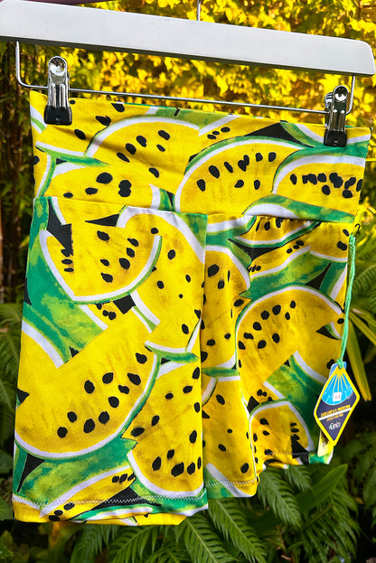 Yellow Watermelon tropical Gym Running Shorts - UK6 & UK8