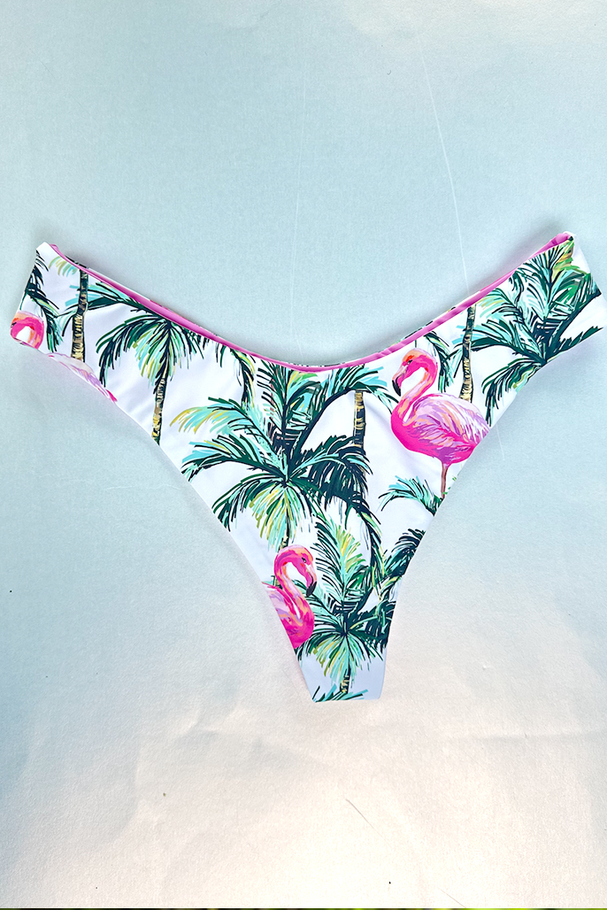 Euphoric Threads Eco Fashion for the Waves and Raves - Sustainable Handmade Swimwear and Surfwear - NEW LET'S FLAMINGO Collection - SAMPLE SALE THONG
